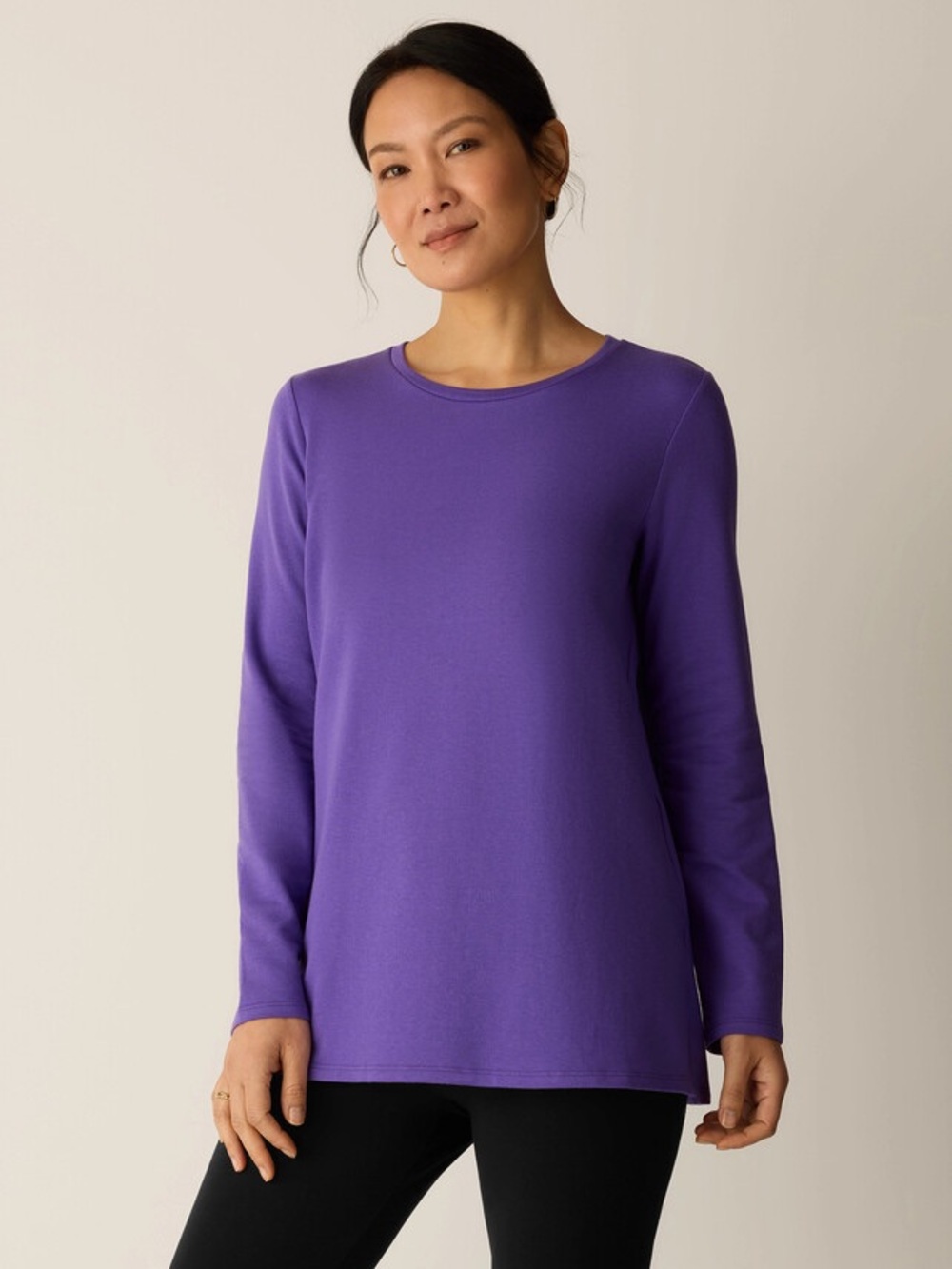 NWT EILEEN FISHER Cozy Brushed Terry Hug Long Top in Ultraviolet